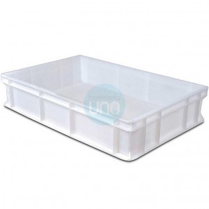 Caja Alimentaria Lisa Apilable 60x40 cm, Polietileno Blanco, Masa Pizza, 28 Litros, Fricosmos