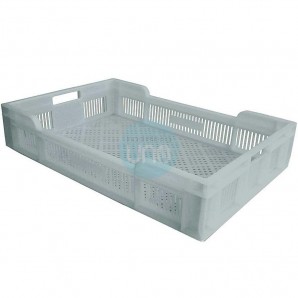 Caja Alimentaria Rejada Apilable 60x40 cm, Polipropileno Gris, 20 Litros, Fricosmos