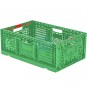 Caja Alimentaria Rejada Apilable 60x40 cm, Plegable, Polipropileno Verde, 40 Litros, Fricosmos