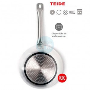 Sartén de Aluminio Antiadherente Ø 24 cm, Alto 4,5 cm, Inducción, Mango inox, Comas Teide