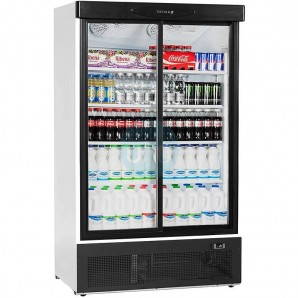 Armario Expositor Refrigerado, 1,2 Metros Ancho, Puertas Correderas Cristal, Fondo 74 cm, 900 Litros, TEFCOLD