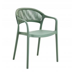 4 Sillones ibiza, apilable, tratamiento anti uv, polipropileno y cuerda verde claro - 4 unidades