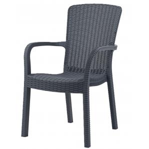 4 Sillones aruba, apilable, polipropileno antracita - 4 unidades