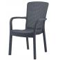4 Sillones aruba, apilable, polipropileno antracita - 4 unidades