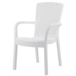 4 Sillones aruba, apilable, polipropileno blanco - 4 unidades