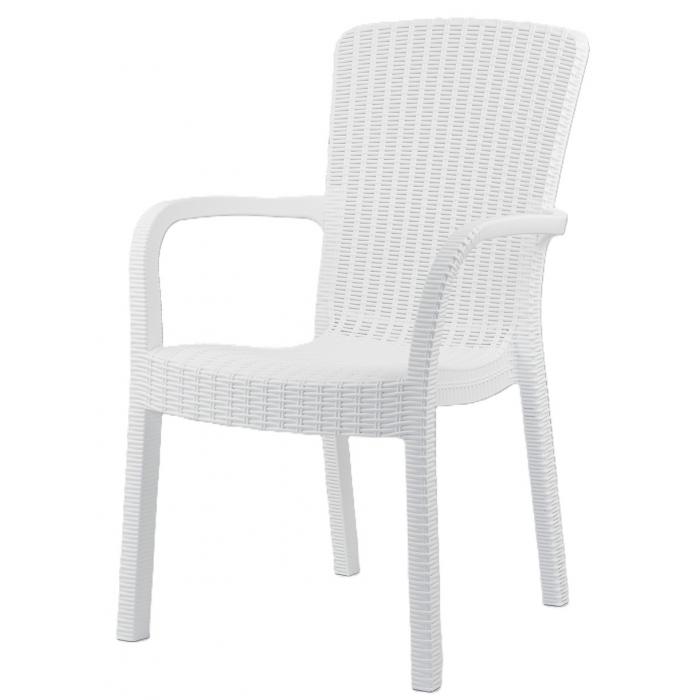4 Sillones aruba, apilable, polipropileno blanco - 4 unidades