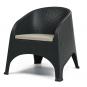 4 Sillones surf, apilable, polipropileno marrón chocolate, cojín beige - 4 unidades