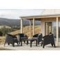 4 Sillones surf, apilable, polipropileno marrón chocolate, cojín beige - 4 unidades