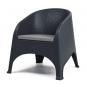 4 Sillones surf, apilable, polipropileno antracita, cojín gris - 4 unidades