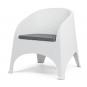 4 Sillones surf, apilable, polipropileno blanco, cojín gris - 4 unidades
