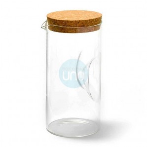 Jarra Botella de Cristal, Tapón Corcho, 1,2 Litros, Diámetro Ø 10,5 cm, Altura 18 cm, Comas