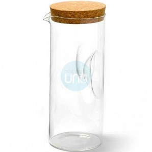 Jarra Botella de Cristal, Tapón Corcho, 1,8 Litros, Diámetro Ø 10,5 cm, Altura 25 cm, Comas