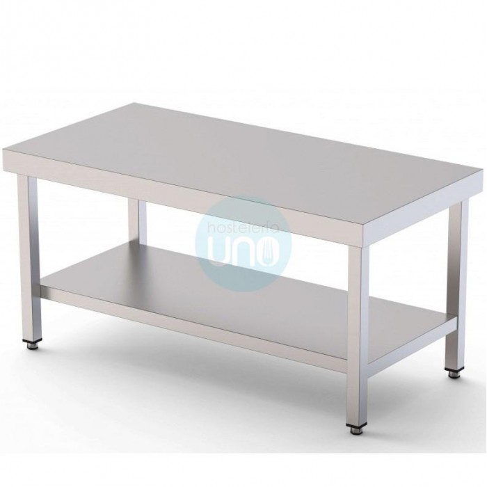 Mesa Central Baja con Ruedas, 70 cm Ancho, 1 Estante, Fondo 60 cm, Alto 60 cm, Acero inoxidable, CH7060MBR Mesa Central Baja con Ruedas, 70 cm Ancho, 1 Estante, Fondo 60 cm, Alto 60 cm, Acero inoxidable, CH7060MBR