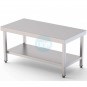 Mesa Central Baja con Ruedas, 70 cm Ancho, 1 Estante, Fondo 60 cm, Alto 60 cm, Acero inoxidable, CH7060MBR