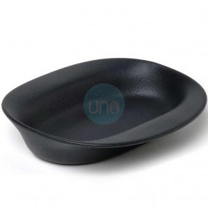 12 Platos Medianos Hondos 11,4x12,5 cm, Porcelana Negra, 2,6 cm Alto, Esmalte Mate con Textura, Comas - 12 unidades