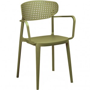 Silla Apilable, Color Verde Oliva, Polipropileno y Fibra de Vidrio inyectado a Gas, AIRE2.OLIVA