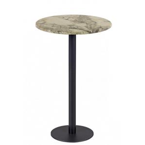 Mesa alta bombay, negra, base de 110 cms y tapa de 60 cms. color a elegir, tableros de 60 cms: werzalit sm - marble almeria 209