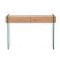 Consola giovanna, 2 cajones, madera, cristal templado, 110 x 40 cms