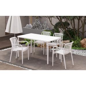4 Sillones saler, apilable, polipropileno blanco - 4 unidades
