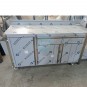 Mesa inoxidable 1,5 Metros Ancho, 3 Puertas, 2 Cajones, Peto Trasero, Ruedas, Soporte Rediuos, Bombona, MT15603/PE