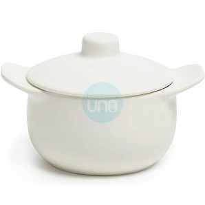 6 Mini Ollas, Ø 10 cm, Porcelana Blanca, Altura 9 cm, Comas - 6 unidades
