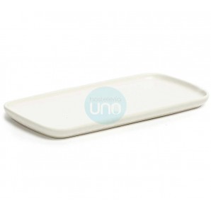 12 Mini Bandejas Rectangulares 15x8 cm, Porcelana Blanca, Altura 1 cm, Comas - 12 unidades