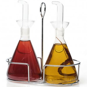 12 Packs Aceitera Vinagrera Cónica, Antigoteo, Cristal de Borosilicato, Comas - 12 unidades
