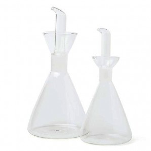 36 Packs Botellas Aceitera Vinagrera Cónica, Antigoteo, 25 cl, Cristal de Borosilicato, Comas - 36 unidades