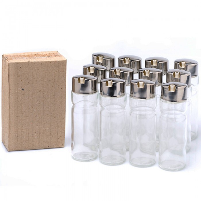 8 Cajas de 12 Aceiteras Vinagreras, 15 cl, Cristal con Tapa en Acero inoxidable, Comas - 96 unidades 8 Cajas de 12 Aceiteras Vinagreras, 15 cl, Cristal con Tapa en Acero inoxidable, Comas - 96 unidades