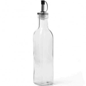 36 Botellas Aceitera, Cuadrada, 25 cl, Cristal con Tapón en Acero inoxidable, Altura 25 cm, Comas - 36 unidades