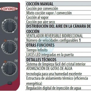 Horno Mixto Eléctrico, 10 Bandejas 60x40 ó 12 GN1/1, Control Manual, Conbeq CORAL BM