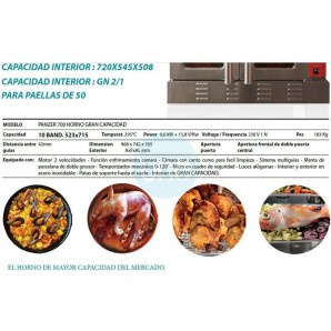 Horno Gran Capacidad ideal Paellas de 50, Eléctrico Convección Vapor, 4 Bandejas 65x45 y GN1/1, Conbeq Diamante XL