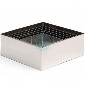 32 Moldes Cuadrados 70x70 cm, Acero inoxidable, Altura 4,5 cm, Comas - 32 unidades
