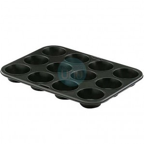 Molde con 12 Cavidades Redondas, Acero de Carbono, 35x26,5 cm, Altura 3 cm, Lacor