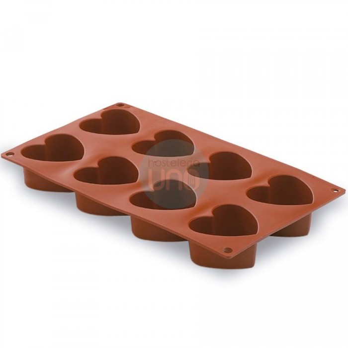 Molde para Hacer 8 Pasteles con Forma de Corazón 6,5x6 cm, Silicona, Lacor Molde para Hacer 8 Pasteles con Forma de Corazón 6,5x6 cm, Silicona, Lacor