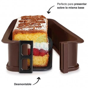 Molde Desmontable Rectangular de 29x13 cm, Silicona, Altura 7 cm, 1,5 Litros, Tartas, Pasteles, Bizcochos, Lacor