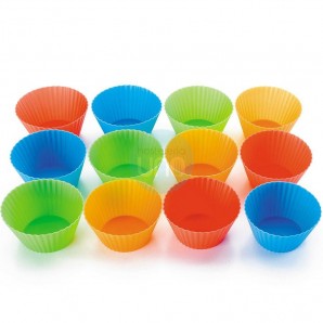 12 Moldes para Muffin de Ø 7 cm, Silicona, Altura 5 cm, Lacor