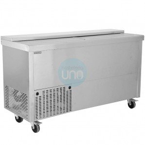 Botellero Refrigerado Acero inoxidable, 1,5 Metros, Fondo 57 cm, 2 Puertas, 440 Litros, con Ruedas, TEFCOLD