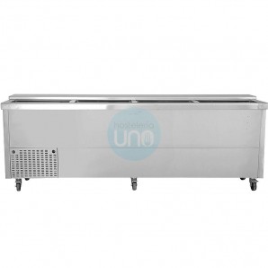 Botellero Refrigerado Acero inoxidable, 2,5 Metros, Fondo 57 cm, 4 Puertas, 790 Litros, con Ruedas, TEFCOLD