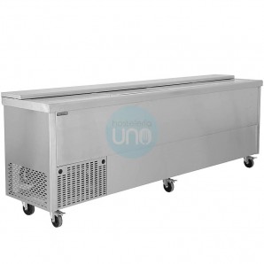 Botellero Refrigerado Acero inoxidable, 2,5 Metros, Fondo 57 cm, 4 Puertas, 790 Litros, con Ruedas, TEFCOLD