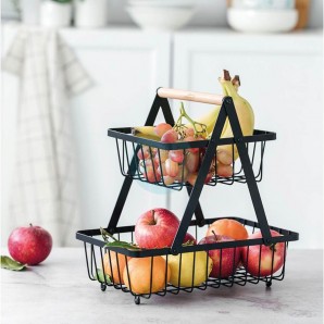 Frutero Doble Altura, Metal Acabado Negro Mate, Dual SQ Lacor