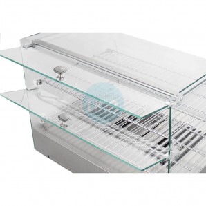 Vitrina Caliente, Frontal Vidrio Curvado, 2 Rejillas, 60 cm Ancho, 45 Litros, Lacor