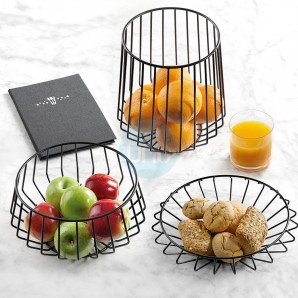 Frutero de Varillas Ø 34 cm, Altura 10 cm, Alambre Acero Negro Mate, Lacor