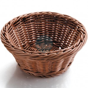 Cesta de Pan Redonda Ø 26 cm, Altura 8 cm, Polipropileno Mimbre, Marrón, Lacor