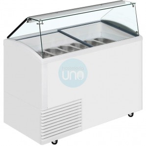 Vitrina Heladería, 1,3 Metros Ancho, 10+12 Cubetas, Fondo 72 cm, Cristal Recto, Tefcold