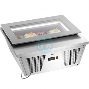 Vitrina Helados Sobremesa, 4 Cubetas de 6,5 Litros, Cristal Superior Abatible, Bartscher