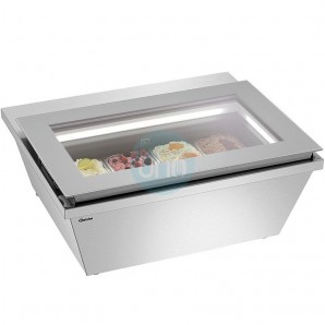 Vitrina Helados Sobremesa, 4 Cubetas de 6,5 Litros, Cristal Superior Abatible, Bartscher