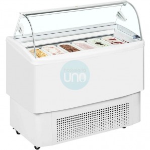 Vitrina Heladería, 1,2 Metros Ancho, Cristal Curvo, 6+6 Cubetas de 5 Litros, 63 cm Fondo, ISA FIJI 6