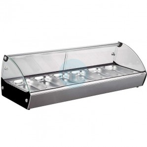 Vitrina Caliente, 1,1 Metros Ancho, 6 Cubetas GN1/3, Fondo 42 cm, Lacor