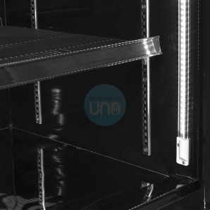 Expositor Refrigerado Negro, 1,2 Metros Ancho, 1000 Litros, Fondo 71 cm, 10 Estantes, Puertas Batientes Cristal, TEFCOLD